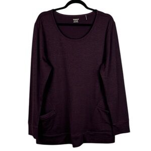 Toad & Co. Athleisure Sporty Long Sleeve Round Neck Pockets Tunic Top XL Purple